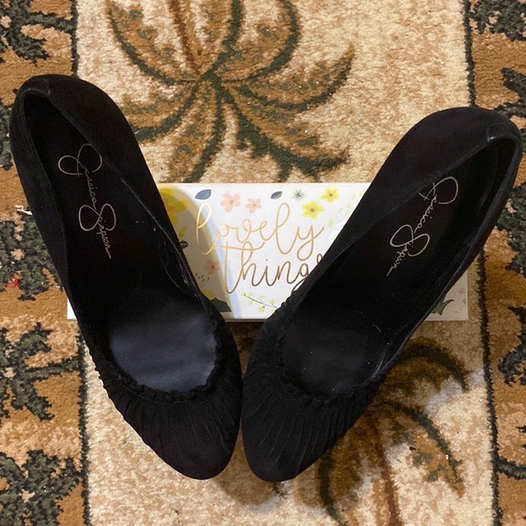 🛝⬇️ Jessica Simpson Size 8B 38 Black High Heels Pumps - Picture 4 of 8